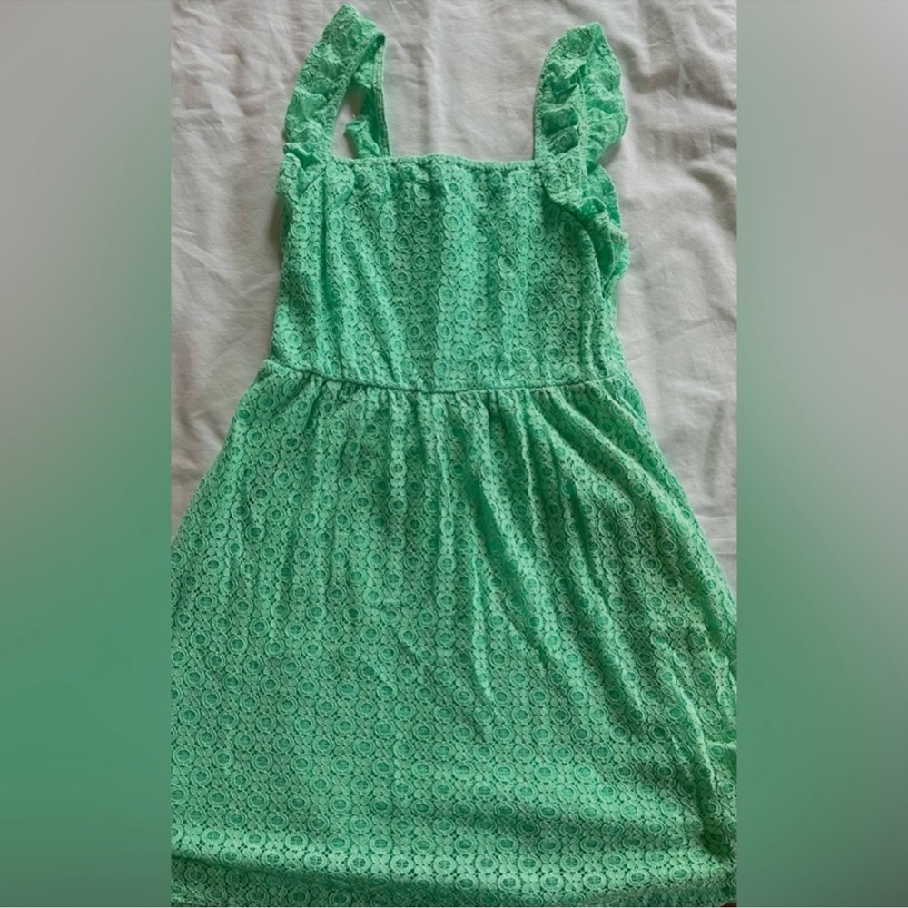 Mint green floral laced dress